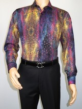 Men's AVM Crystal Digital Sparks Shirt Cotton Turkey Slim Fit 13985-01 Multi image 8