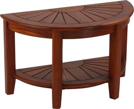 Solid Teak Half Circle Bench, 17&quot; High, Brown, By Bare Decor. - £147.85 GBP