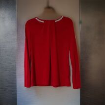 Women’s Red Liz Claiborne Blouse Small Never Worn Trendy Office Valentin... - $11.88