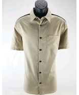 $79.50 Mens Calvin Klein&#39;s Size Large Short Sleeve Button Up Coffee Taup... - £26.39 GBP