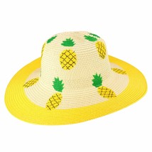 Trendy Apparel Shop Two Tone Cherry Printed Wide Brim Summer Sun Hat - Multi - £19.76 GBP