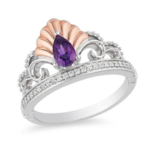 Enchanted Disney Ariel Amethyst Ring Ariel Shell Ring Tiara Ring Engagement Ring - £95.10 GBP