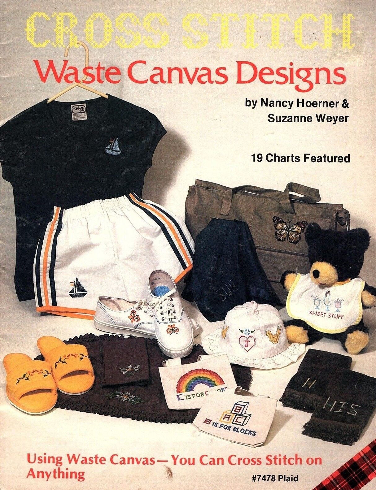 Cross Stitch Waste Canvas Designs 19 Vintage Charts Featured Plaid # 7478 - $3.45