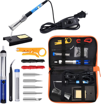 Soldering Iron Kit 60W Adjustable Temp, 5 Tips, Pump, Stand,Tweezers,Ele... - $57.26 CAD