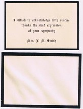 Funeral Card Thank You J M Smith + Black Edged Envelope 2&quot; x 3.5&quot; - $2.96