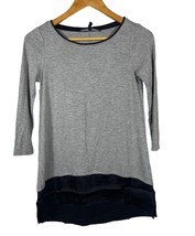 WHBM Woven Hem 3/4 Sleeve Tunic Womens Size XXS New High Low Hem Gray  - $17.99