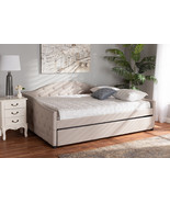 Matteo Beige Fabric Upholstered Queen Size Daybed w/Trundle - €789,46 EUR