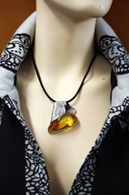 Amber Pendant Sterling Silver Baltic Amber Artisan Necklace Holiday Unique Gift - £177.76 GBP