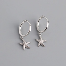 Sterling Silver Plated Little Starfish Hoop Earrings - $9.99