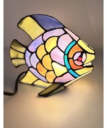 Stained Glass Tropical Fish Table Lamp Night Light Tiffany Style Colorful - $63.36