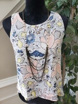 Loft Womens Multicolor Floral Polyester Round Neck Sleeveless Top Blouse Size MP - £19.65 GBP