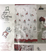 LENOX 12 Days of Christmas Fabric Shower Curtain 72x72 Holiday Decor Bat... - £29.11 GBP