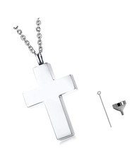 Silver Cross Cremation Urn Necklace for Ashes Urn Ash - $37.82