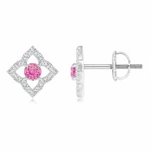 ANGARA Natural Pink Sapphire Round Stud Earrings for Women in 14K Gold (2.5MM) - £405.04 GBP