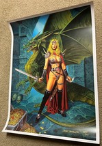 Clyde Caldwell Signed Art Print Fantasy Woman Green Dragon TSR Forgotten... - $79.19