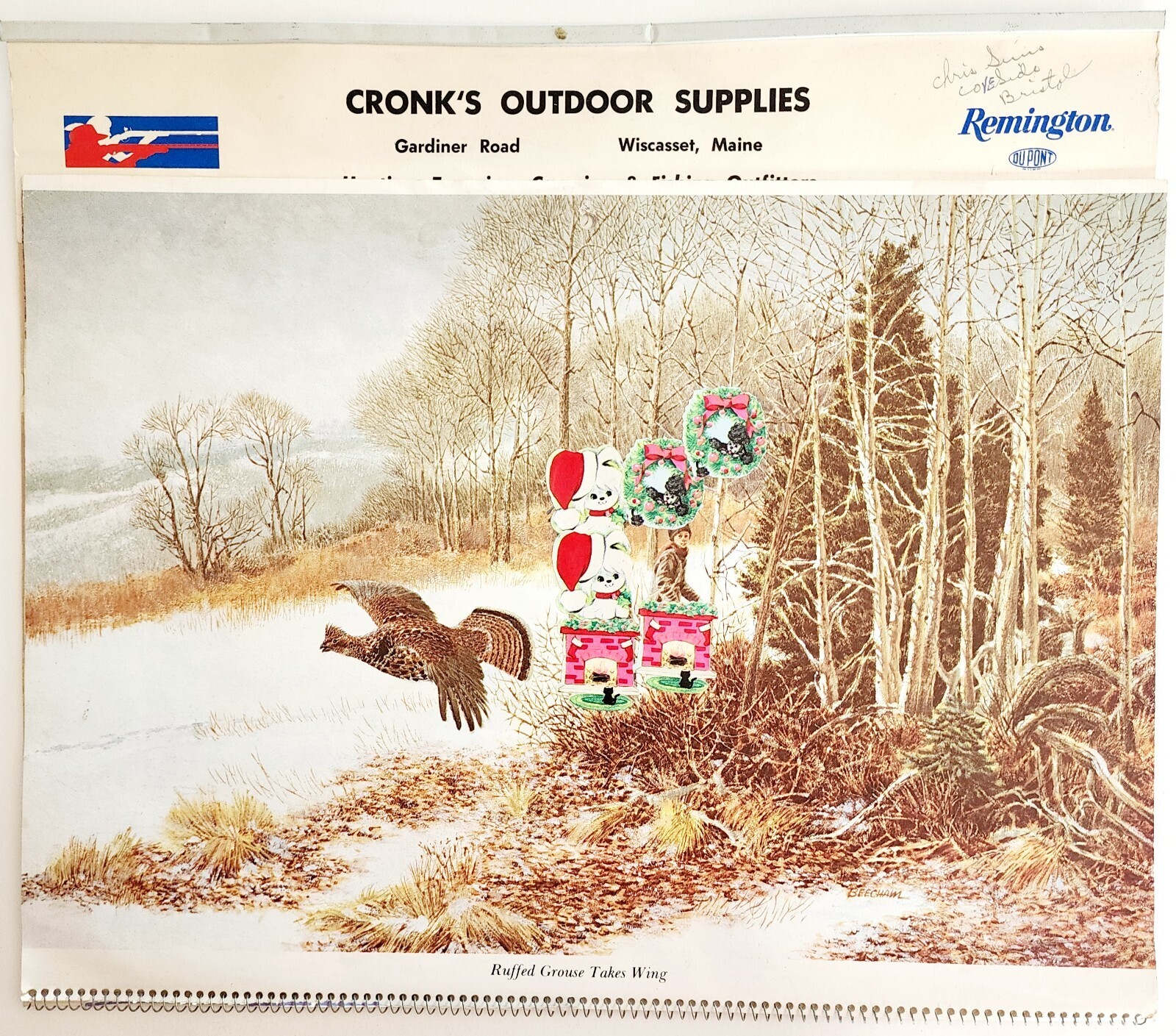1976 Cronk's Outdoor Supplies Remington Calendar Wiscasset Maine Hunting DWWW1 Item image 2