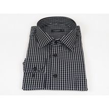 Men's Shirt By CASILA Turkey Cotton Blend Long Sleeves 502050-01 Black Checker image 4