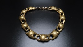 Antique Brass Brutalist Handmade Necklace 15&quot; x 1.7cm - £112.57 GBP