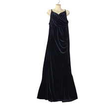 Faeriesty Womens 2X Blue Velvet Maxi Dress Formal Prom Stretch Spaghetti... - £18.80 GBP