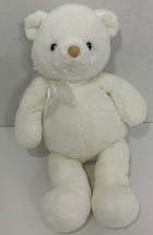 Baby Gund 58818 Bibi Teddy Bear White Plush brown nose stuffed animal bow - $31.18