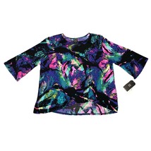 NEW Clara Sun Woo Multicolor Abstract Print Top Twist Front Flowy - Size 1X - £36.80 GBP
