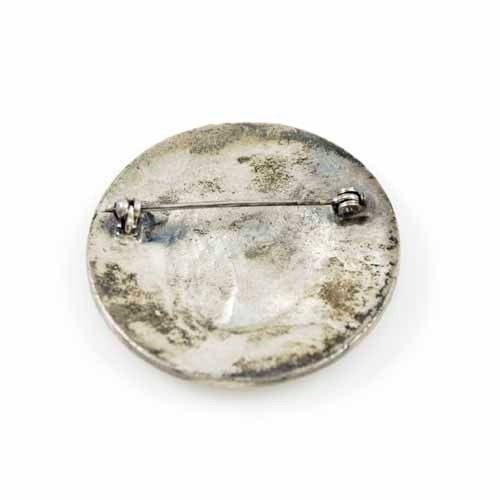 Antique Statement  Brooch Silver Cameo Relief 1940S Vintage Brooch Round Pin  Item image 2