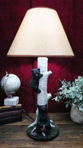Climbing Black Bear Cub On Birchwood Tree With Mother And Beehive Table Lamp - £87.90 GBP