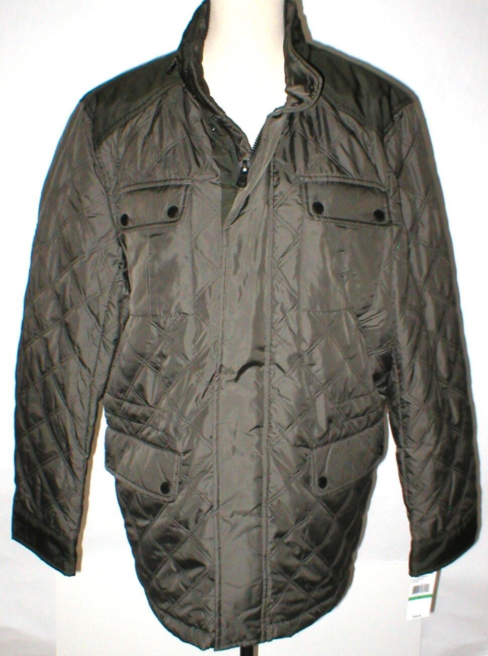 Primary image for New NWT L Mens Coat Michael Kors Olive Dark Green Jacket Hidden Rain Hood Pocket