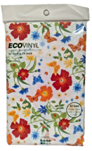 Summer Florals Eco Vinyl Tablecloth 52 x 70-in Kitchen Table Flannel Bac... - $14.32