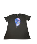 ROMWE T-Shirt Women Medium Black 3D Colorful Melting Skull Graphic Neon ... - £13.90 GBP