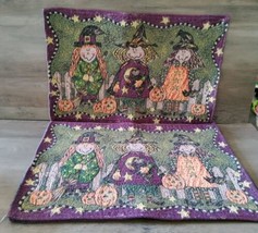 Tapestry Placemats Halloween Witches Pumpkins Harvest Lot 3 Natco 17x11  - £13.43 GBP