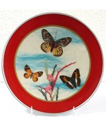 Vintage Brazilian Butterfly Taxidermy and Dried Flower Red Rimmed Metal ... - €33,85 EUR