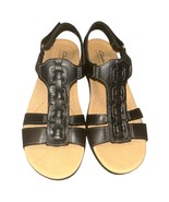 Clarks Women&#39;s 8.5M Laurieann Kay Flat Sandal Black Leather - $53.91 CAD