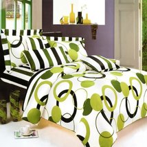 Blancho Bedding - [Artistic Green] Luxury 4PC Mini Comforter Set Combo 300GSM (Q - £100.86 GBP