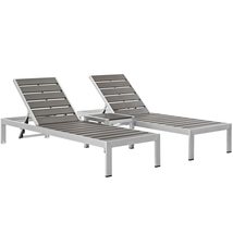 Modway Shore Aluminum Outdoor Patio Chaise Lounge Chair in Silver Gray - £275.53 GBP+
