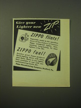 1948 Zippo Flints and Fuel Ad - Give your lighter new Zip - $18.49