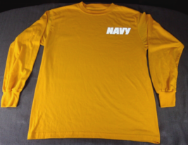 Authentic Us Navy Usn Yellow Reflective Pt Physical Fitness Workout Shirt Small - £17.76 GBP