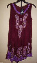 New S.R. Fashions Women&#39;s Beach Cover-Up Lounge Dress Eggplant Paisley Free Size - £19.08 GBP