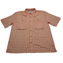 Magellan Shirt Mens L Orange Plaid Mag Wick Fish Gear Outdoor Button Down - £15.06 GBP