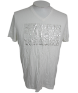 CK One Calvin Klein New York T Shirt V Neck L 22.5&quot; p2p silver abstract ... - £21.80 GBP