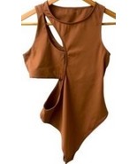 Le Ore Bandier Asymmetric Cutout Bodysuit Topaz Tan XS NWOT - $871.42 MXN