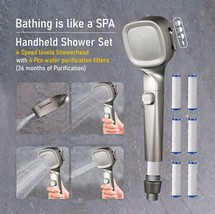 SET 8Pcs 4 Speed Level Pressurized Showerhead + 6 Pcs Water Purification Filters - £38.36 GBP