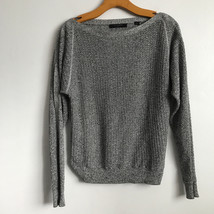All Saints S Sweater Elle Open Shoulder Gray Knit Raglan Long Sleeve Pullover - £18.27 GBP