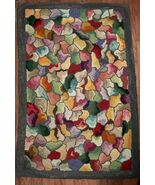Gorgeous Antique Folk Art Stained Glass Pattern Hook Rug 24&quot; x 36&quot; - €375,95 EUR