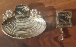 Florida Trinket Box Lot Of 2 Sea shell Jewelry Tray dish Marlin - £14.93 GBP