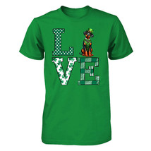 Love Doberman Pinscher Dog Tshirt Shamrock Clover St Patrick&#39;s Day Dogs ... - $16.88+