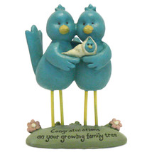 Blossom Bucket Blue Bird Couple with New Baby Figurine - Shower Nursery ... - £1.51 GBP