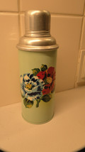 Rare Vintage Flowers China Art Deco Exposure Metal Thermos Bottle - £57.35 GBP