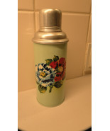 Rare Vintage Flowers China Art Deco Exposure Metal Thermos Bottle - $1,364.12 MXN