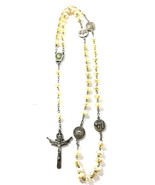 Lourdes Water Rosary Faux Pearl Beads Holy Trinity Cross 4 Basilica Meda... - $47.95 CAD